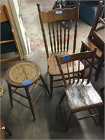 Stool and 2 chairs