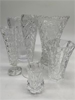 (6) Cut Crystal & Glass Fower Vases, Toothpick