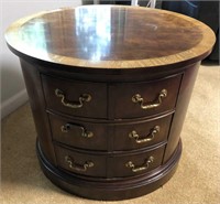 Oval Vintage Walnut Table w/Inlay