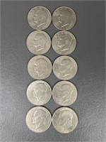 Ten 1972 Eisenhower Dollar Coins