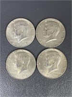 Four 1967 Kennedy Silver (40%) Half Dollars