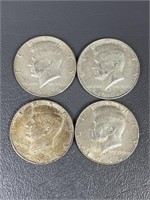Four 1968 Kennedy Silver (40%) Half Dollars