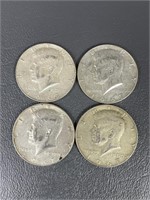 Four 1967 Kennedy Silver (40%) Half Dollars