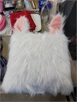 Fuzzy bunny eared pillow