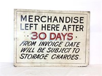 Store Policy Sign, "30 Day, Leave Behind'