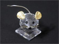 Swarovski Style Crystal Mouse w Wire Tail