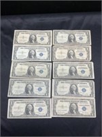 Lot of 10 1935 $1 Silver Certificate
