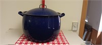 Blue Enamel Canning Pot with insert