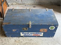 Blue storage trunk, Measures: 32"W x 16"D x