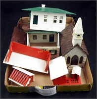 Vintage Plastic Model Railroad Village Buildings