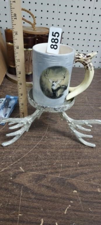 DEER ANTLER MUG WITH STAND