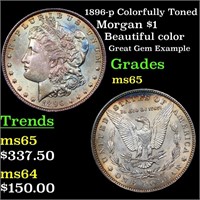 1896-p Colorfully Toned Morgan $1 Grades GEM Unc