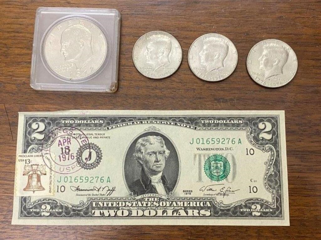 Two Dollar Bill, Kennedy Half Dollars &