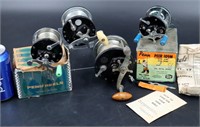 4 Vintage Level Wind Fishing Reels - Penn Ocean