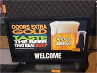 26’’x 16’’ Coors Extra Gold Beer Welcome Sign