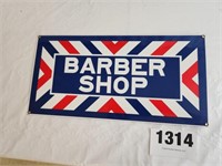 Enameled Metal Barber Shop Sign,