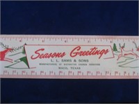 Season's Greeting's Advertising Metal Ruler Waco