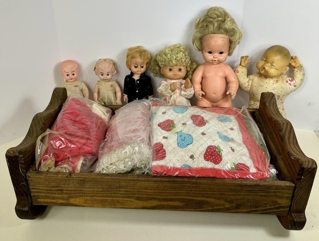 Vintage Dolls, Crib & Accessories