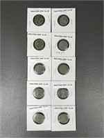 Ten 1943 Wartime Steel Lincoln Cents