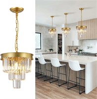 Crystal Pendant Light  Gold  12 inches