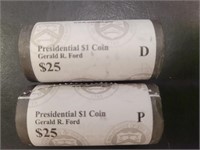 US Coins 2016 Gerald Ford Dollar Coins, 2 rolls (P