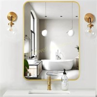 COFENY Bathroom Mirror 26x38 Gold Rectangle