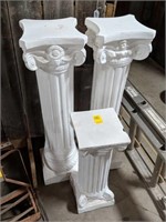 Set of 3 White Stone Pedestals