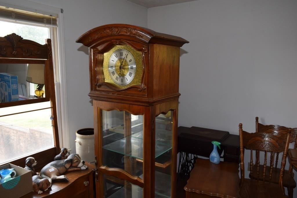 Grandfather Style Clock Curio Cabinet