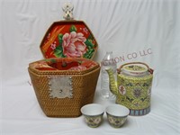 Vintage Asian Wedding Tea Set in Basket