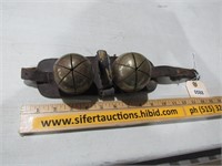 Two Lg Brass Sleig Bells on Leather Strap