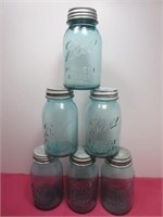 6 VTG Blue Ball Quart Perfect Mason Canning Jars