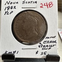 1832 NOVA SCOTIA CANADIAN COIN STRAIGNT MINT CLIP