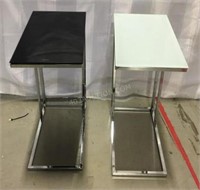 2 Side Tables w/Glass Top & Chrome Legs
