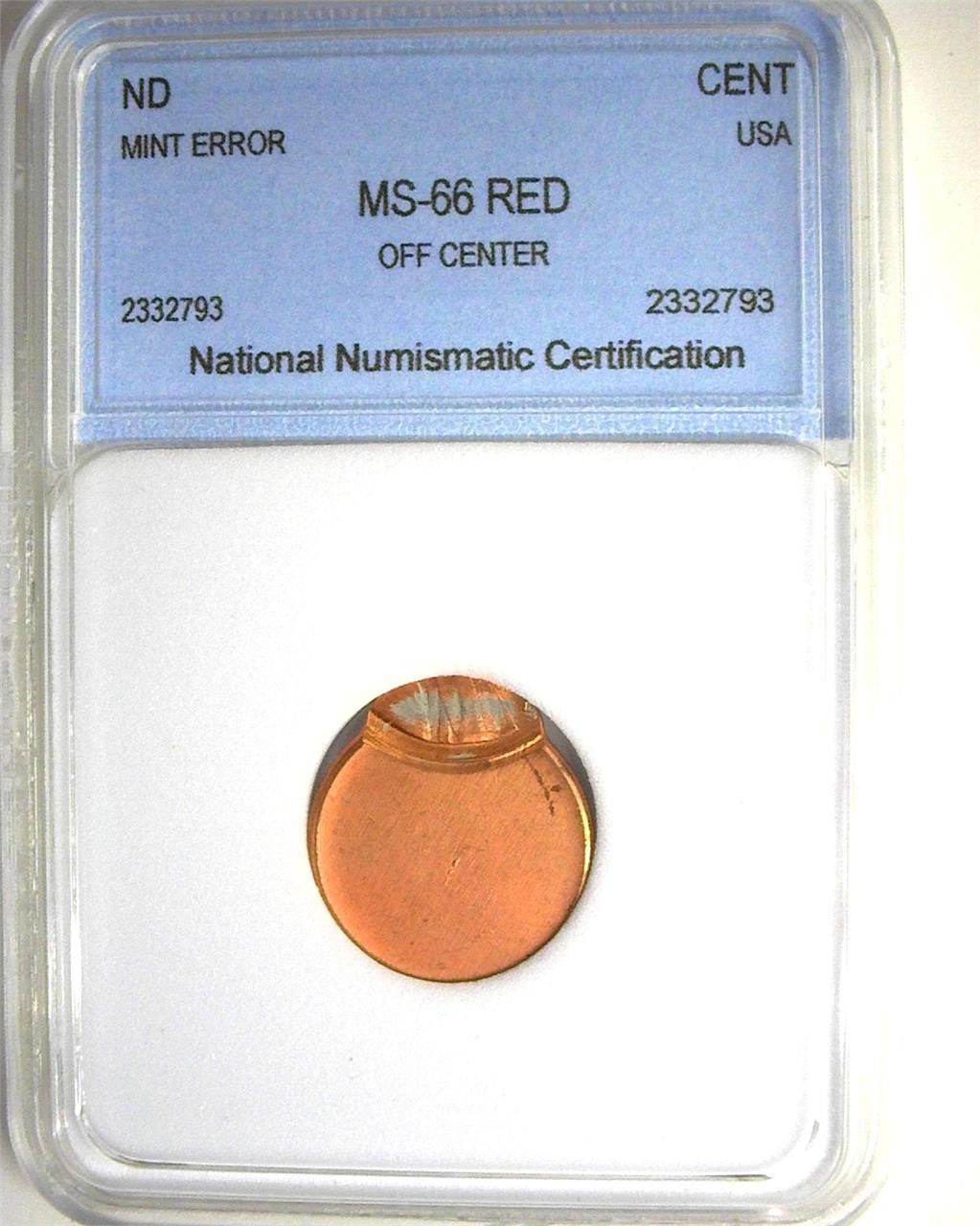 Error ND Cent NNC MS66 RD Off Center