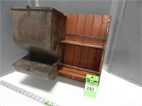 Antique cupboard bin mounted to a board