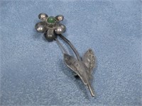 Vtg S.S. Tested Turq. Brooch