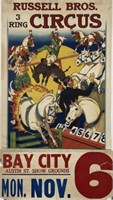 RUSSELL BROS. 3-RING CIRCUS POSTER