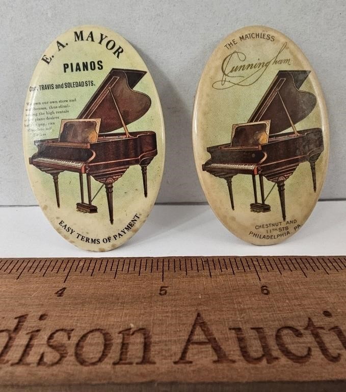 2 Piano Advertising Pocket Mirrors