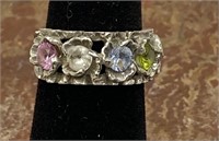 10k White Gold Mothers Ring w/ Semi Precious