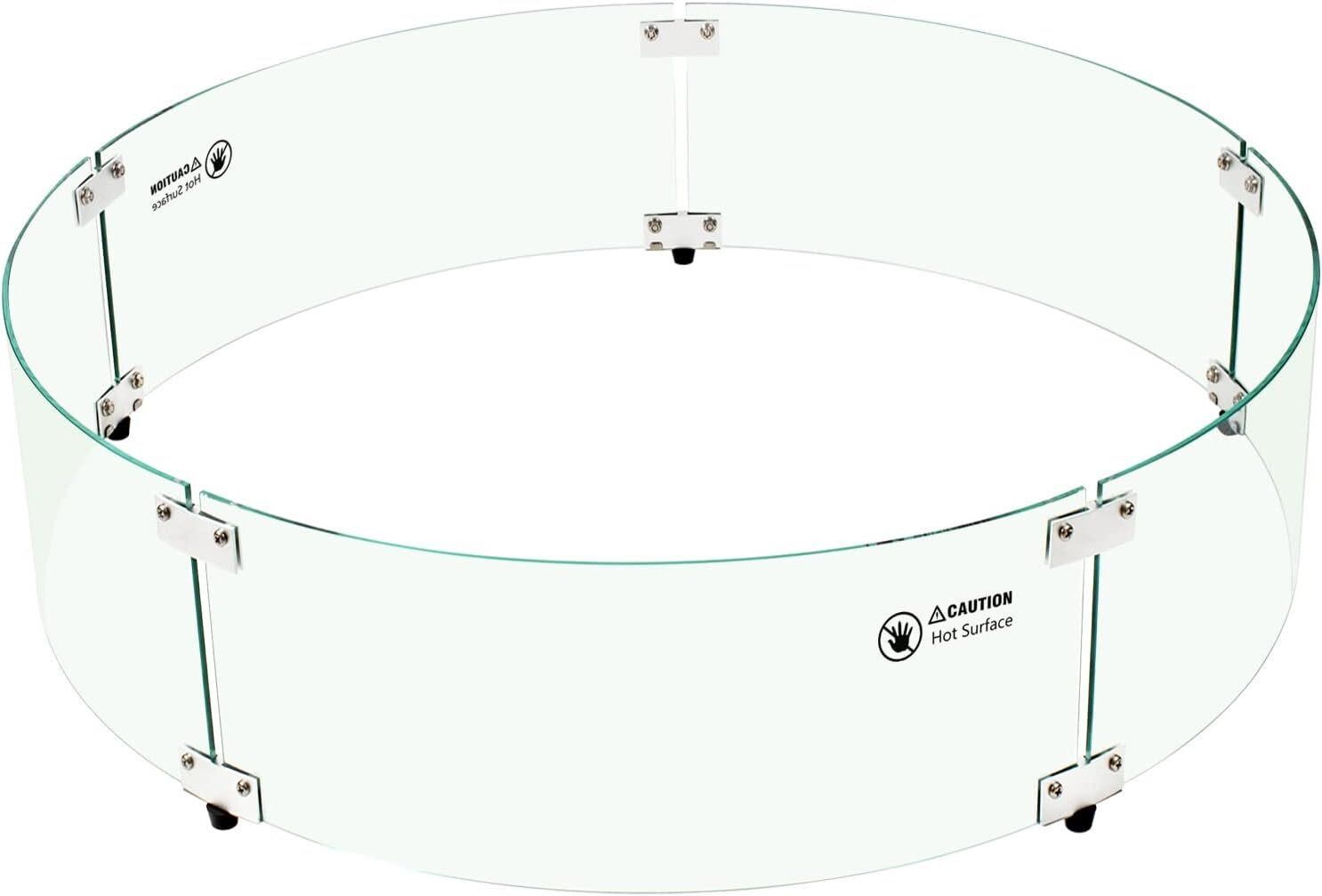 Fire Pit Wind Guard - 33x7 Round Glass Guard