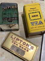 ANTIQUE Lipton Green Tea Tin+Paper Label