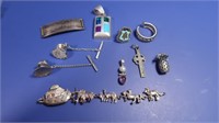 Misc Sterling Silver Pcs-Pendants, Charms,Tie Tacs