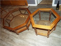 2 Octagon Tables with Glass Inserts