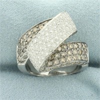 Chocolate and White Diamond Zigzag Ring in 14k Whi