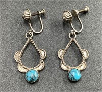 VINTAGE TURQUOISE AND SILVER EARRINGS