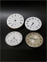 4 Antique Pocket Watch Movements and Dials