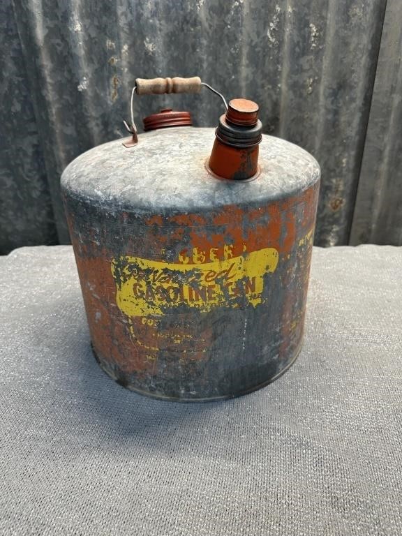 Vintage galvanized gas can