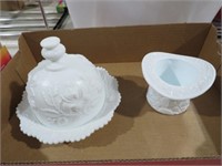 IMPERIAL GLASS MILKGLASS BUTTER DISH,FENTON TOPHAT