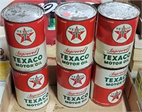 6 VTG TEXACO 1 QUART ADVERTISING CANS
