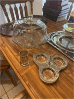 Glass Cake Stand & 3 Cup Server
